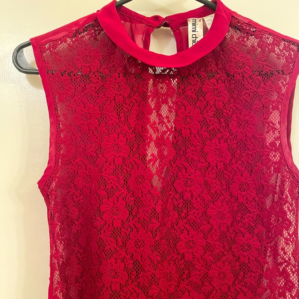 Wine colored flowered print blouse